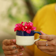 Art Deco Ribbed Cup - Royal Blue